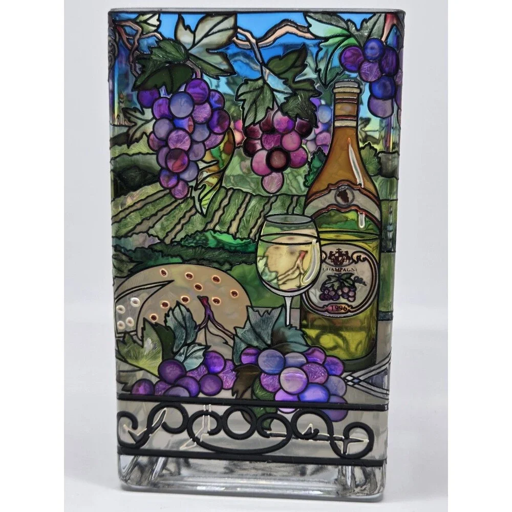 Amia Studios Wine Country Stained Glass Vase 6x4
